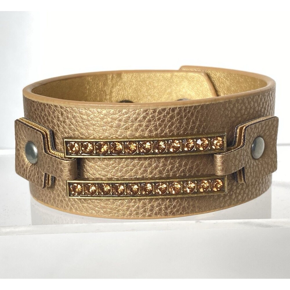 Paparazzi Street Glam Brass Amber Faux Leather Wrap Bracelet
